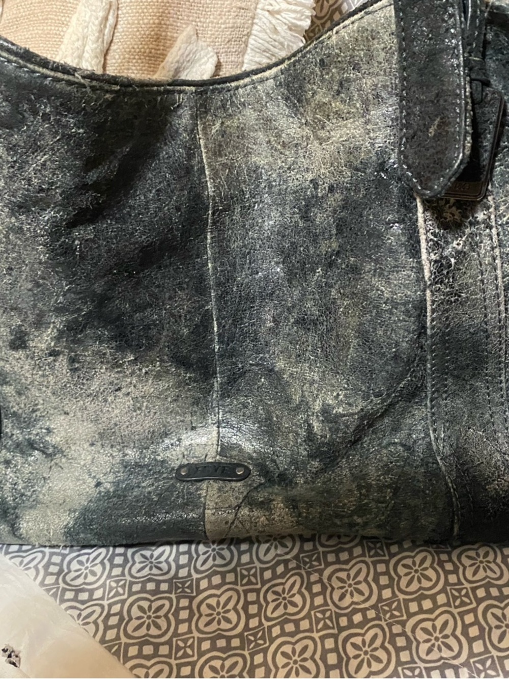 Vtg Frye Gun Deborah Metal distressed Studded tote bag! - Picture 6 of 16